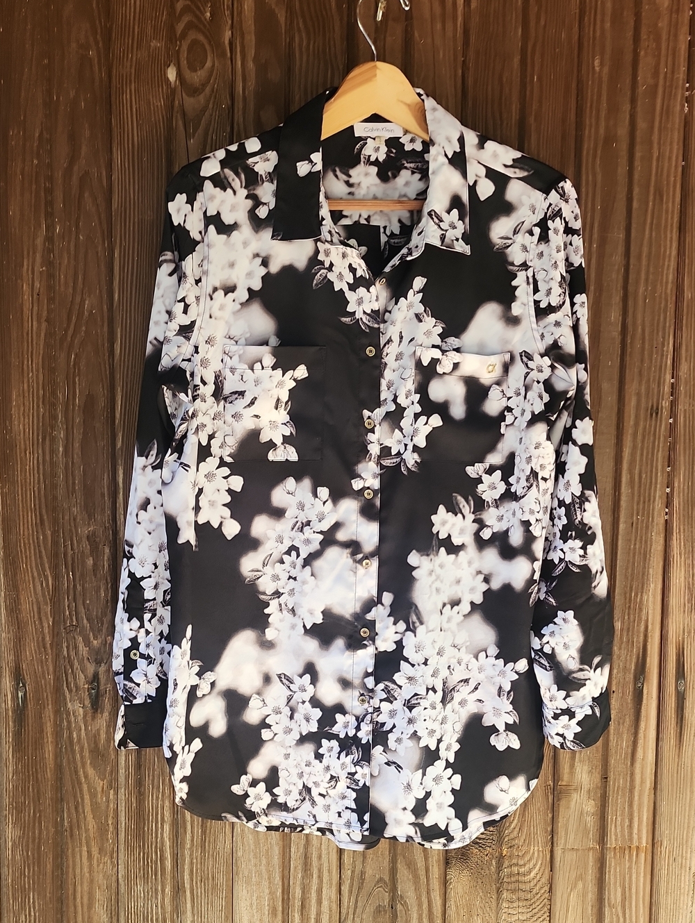 Calvin Klein Ladies Floral Button Down Shirt
